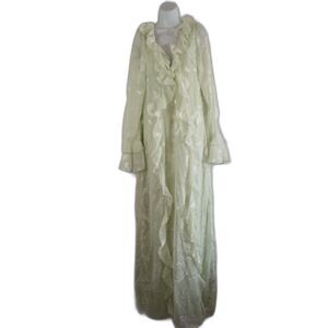 Boohoo Dress Lime Green Maxi Ruffles Bell Sleeves Sz 14 Boho Chic Fairy Summer